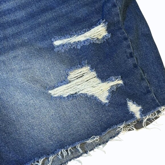 Blank Nyc Plus Size‎ Blue Denim Cut Off Shorts Distressed Sustainable Size 20 W - Picture 3 of 14
